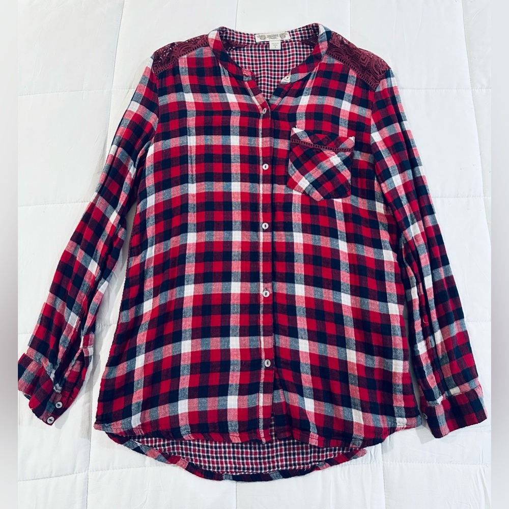 Vintage America Red Plaid Button Down Shirt